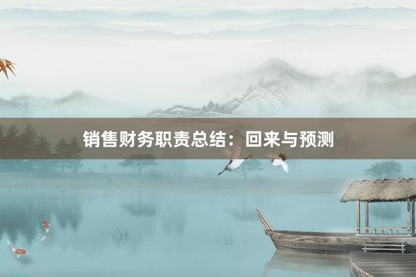 销售财务职责总结：回来与预测
